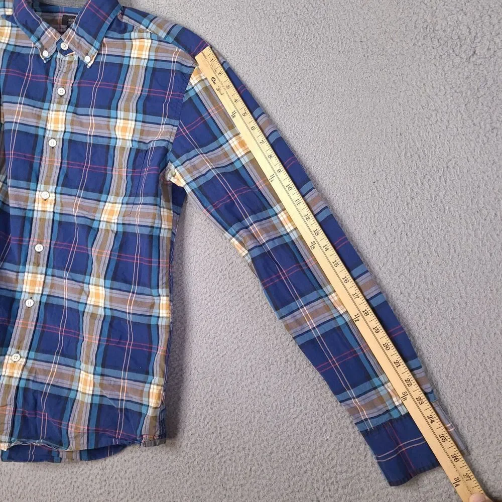 J Crew Shirt‎ Mens Large Blue Tartan Plaid Slim Fit Long Sleeve Button Down